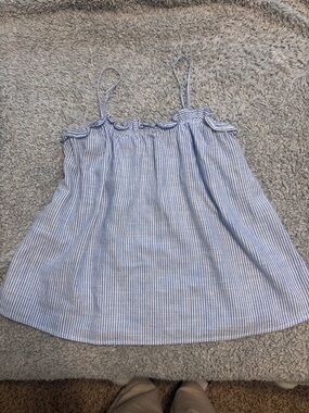 H&M Blue and White Striped Spaghetti Strap Top